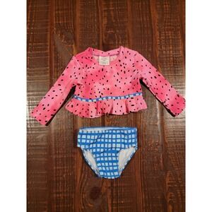 NWOT Okie Dokie Watermelon Rashguard 2PC Swimsuit Baby Girl 12 Months